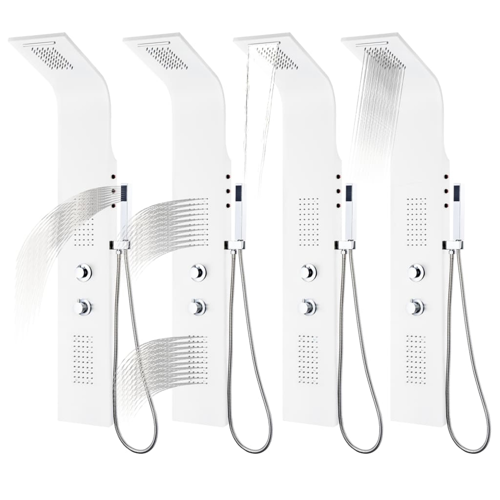 Arvada 4 Modes Shower Panel System With Shower Kit And LED 1300mm Height - White