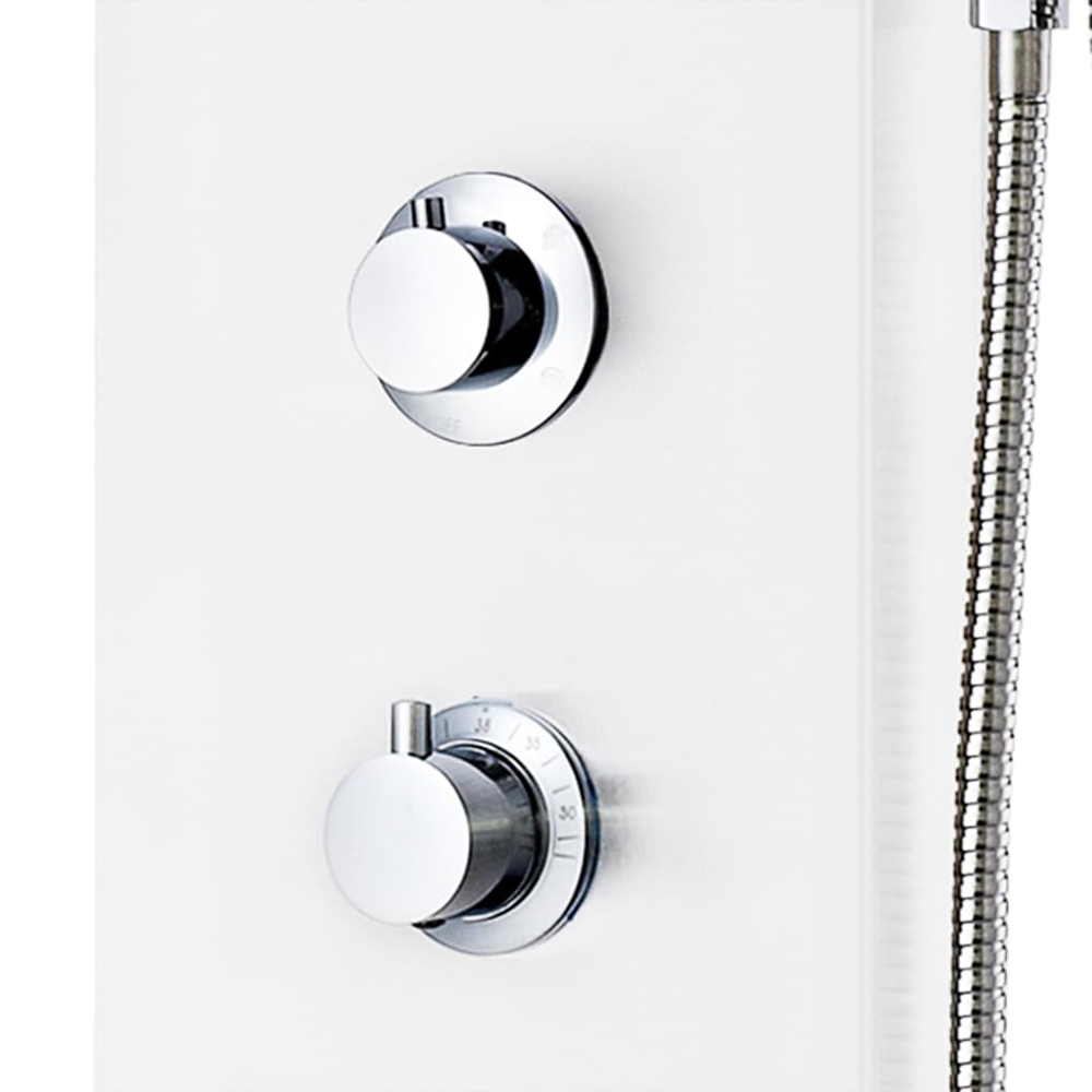 Arvada 4 Modes Shower Panel System With Shower Kit And LED 1300mm Height - White