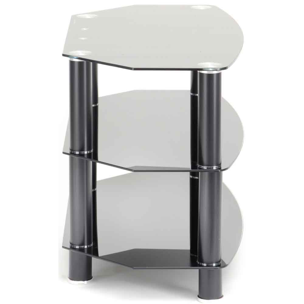 Arvada 80cm Glass Top TV Stand With 2 Shelves - Black