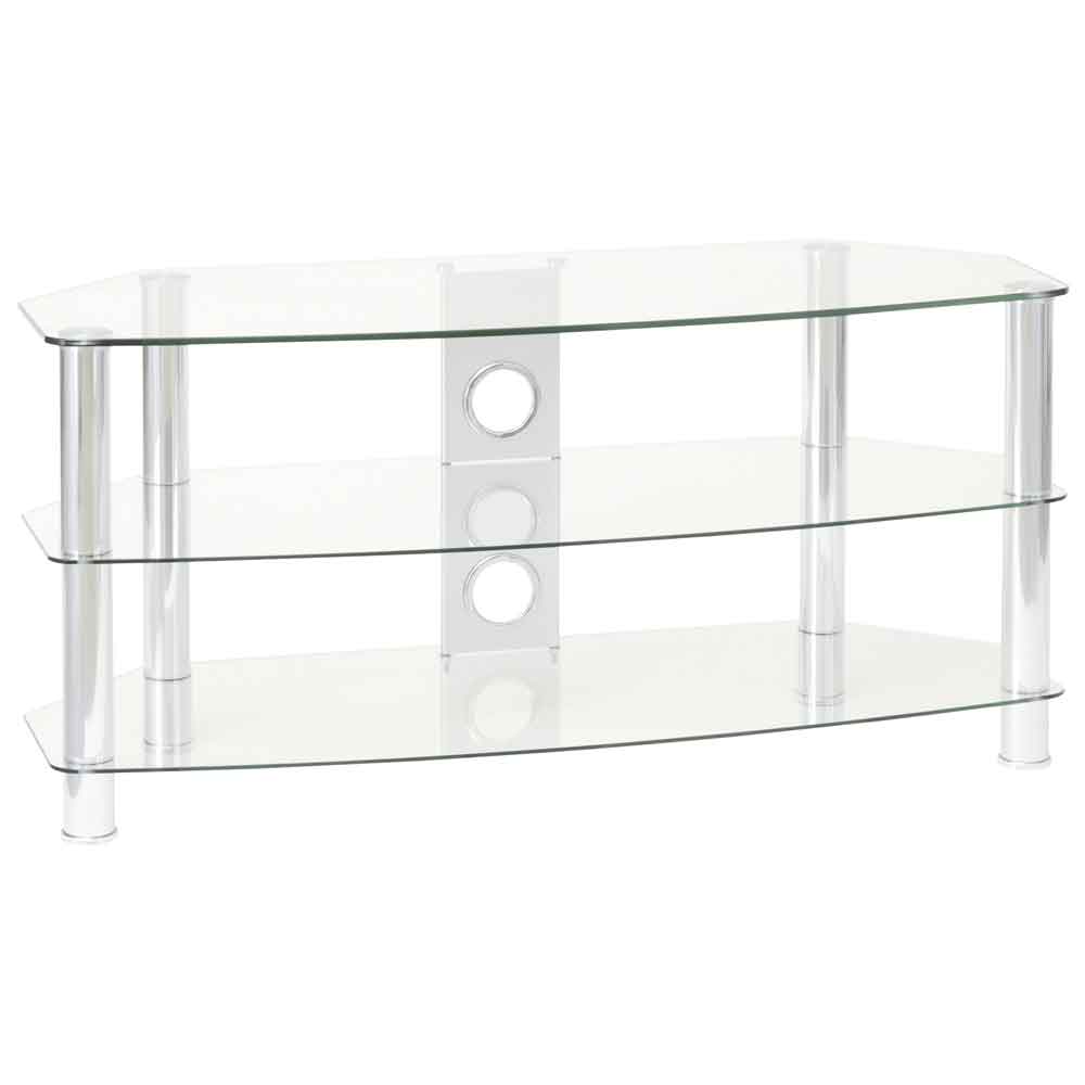 Arvada 80cm Glass Top TV Stand With 2 Shelves - Chrome