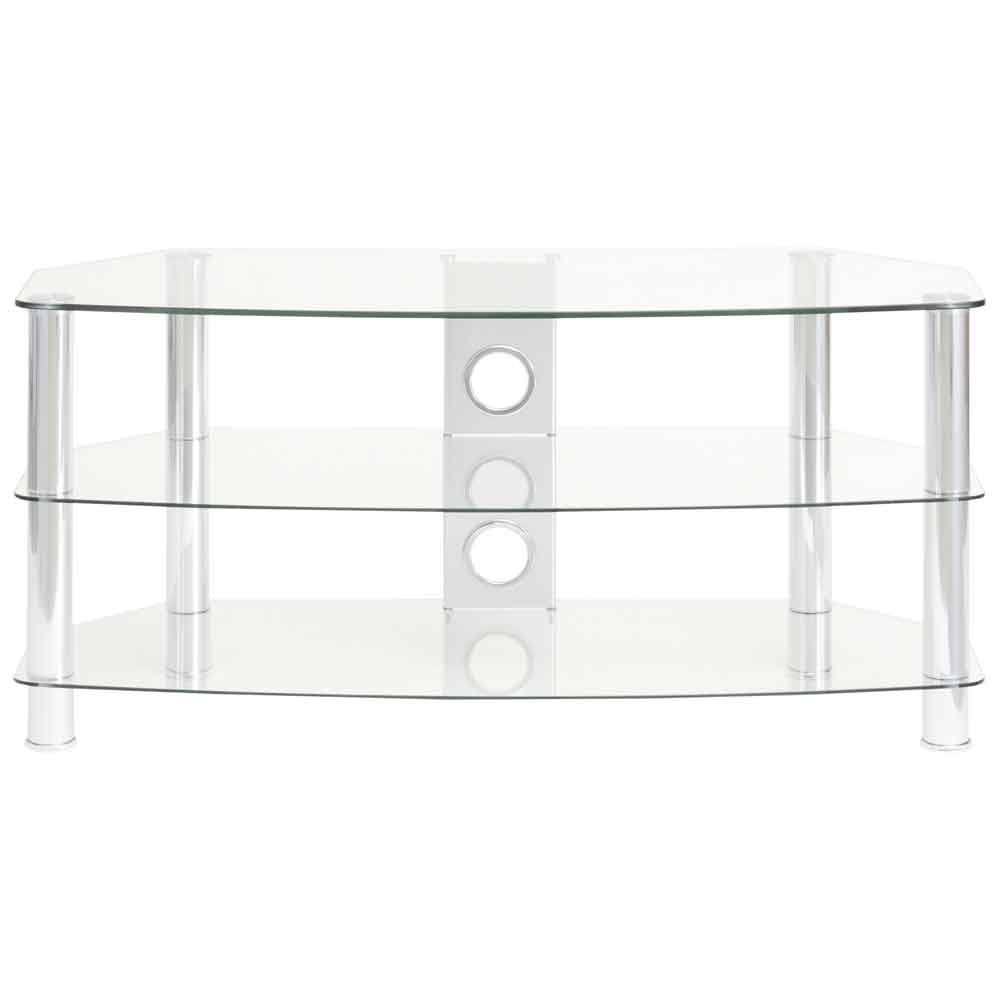 Arvada 80cm Glass Top TV Stand With 2 Shelves - Chrome