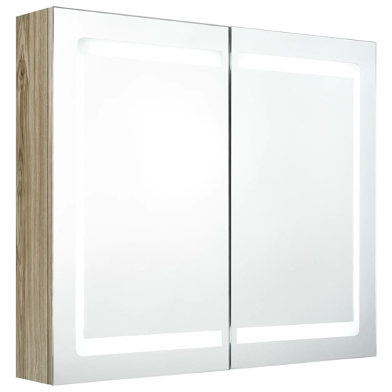 Arvada Bathroom Mirrored Cabinet In Oak With LED