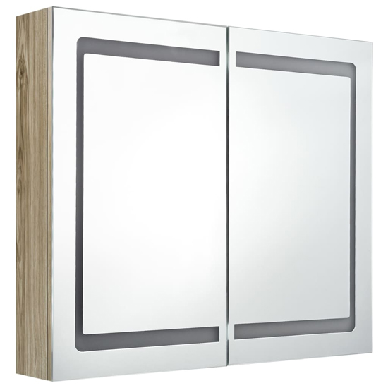 Arvada Bathroom Mirrored Cabinet In Oak With LED