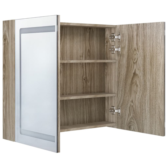 Arvada Bathroom Mirrored Cabinet In Oak With LED