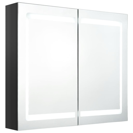 Arvada Bathroom Mirrored Cabinet In Shining Black With LED