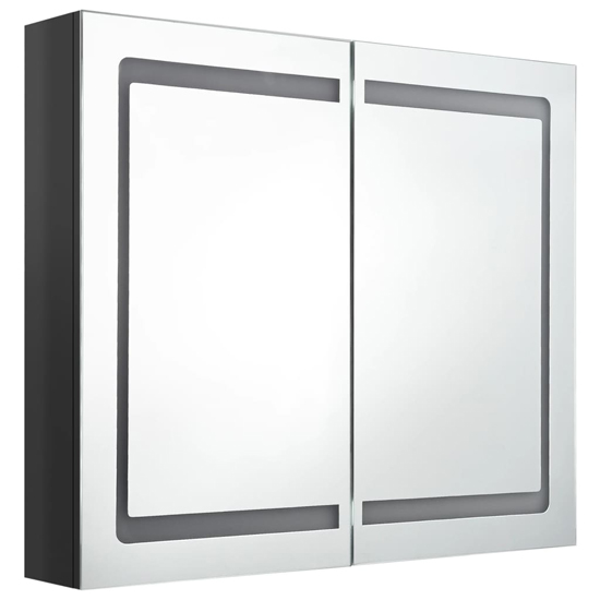 Arvada Bathroom Mirrored Cabinet In Shining Black With LED
