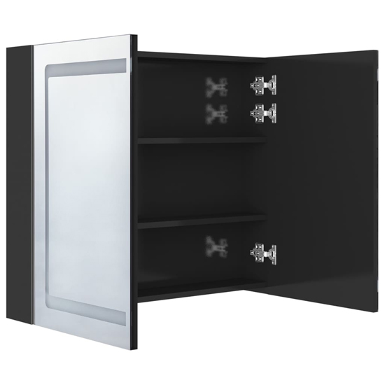 Arvada Bathroom Mirrored Cabinet In Shining Black With LED