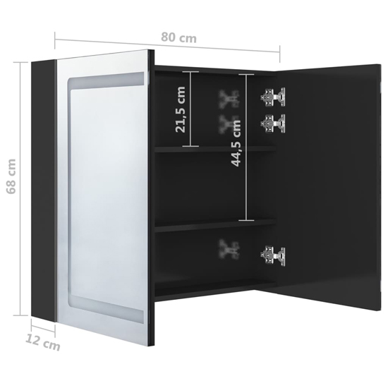Arvada Bathroom Mirrored Cabinet In Shining Black With LED