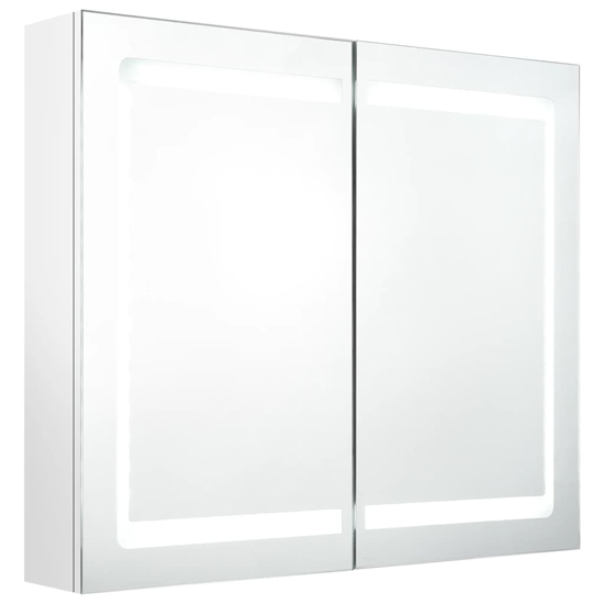 Arvada Bathroom Mirrored Cabinet In Shining White With LED