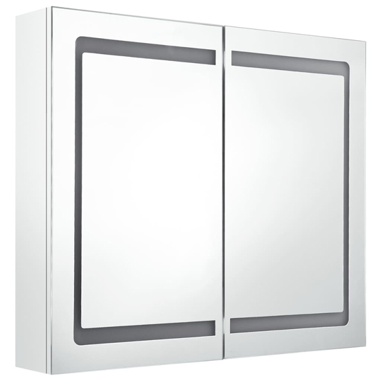 Arvada Bathroom Mirrored Cabinet In Shining White With LED