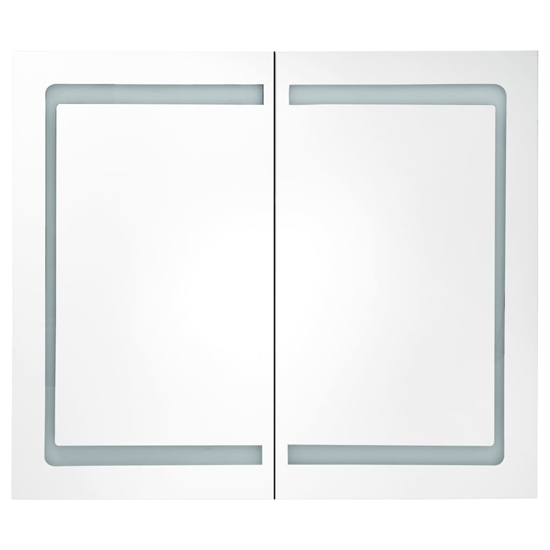 Arvada Bathroom Mirrored Cabinet In Shining White With LED
