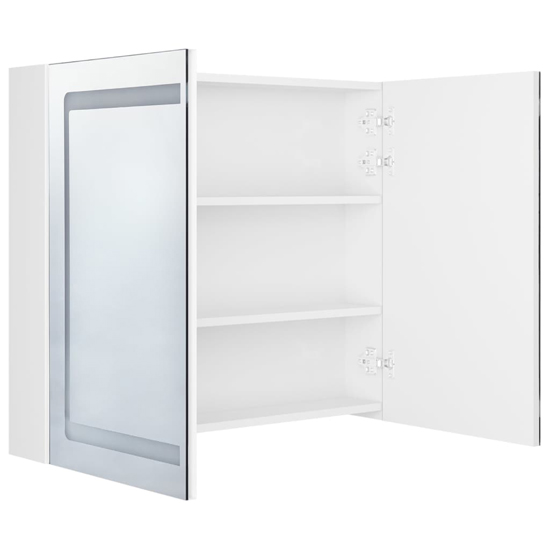 Arvada Bathroom Mirrored Cabinet In Shining White With LED
