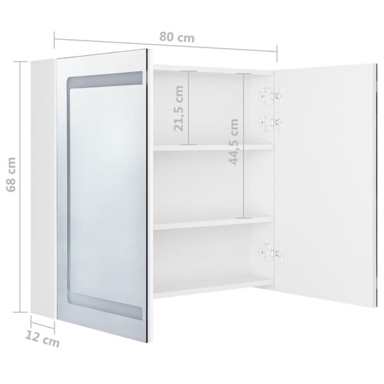 Arvada Bathroom Mirrored Cabinet In Shining White With LED