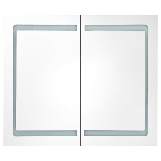 Arvada Bathroom Mirrored Cabinet In White And Oak With LED