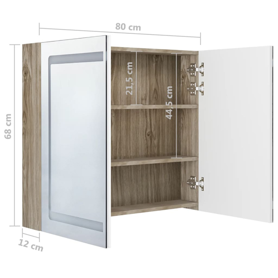 Arvada Bathroom Mirrored Cabinet In White And Oak With LED