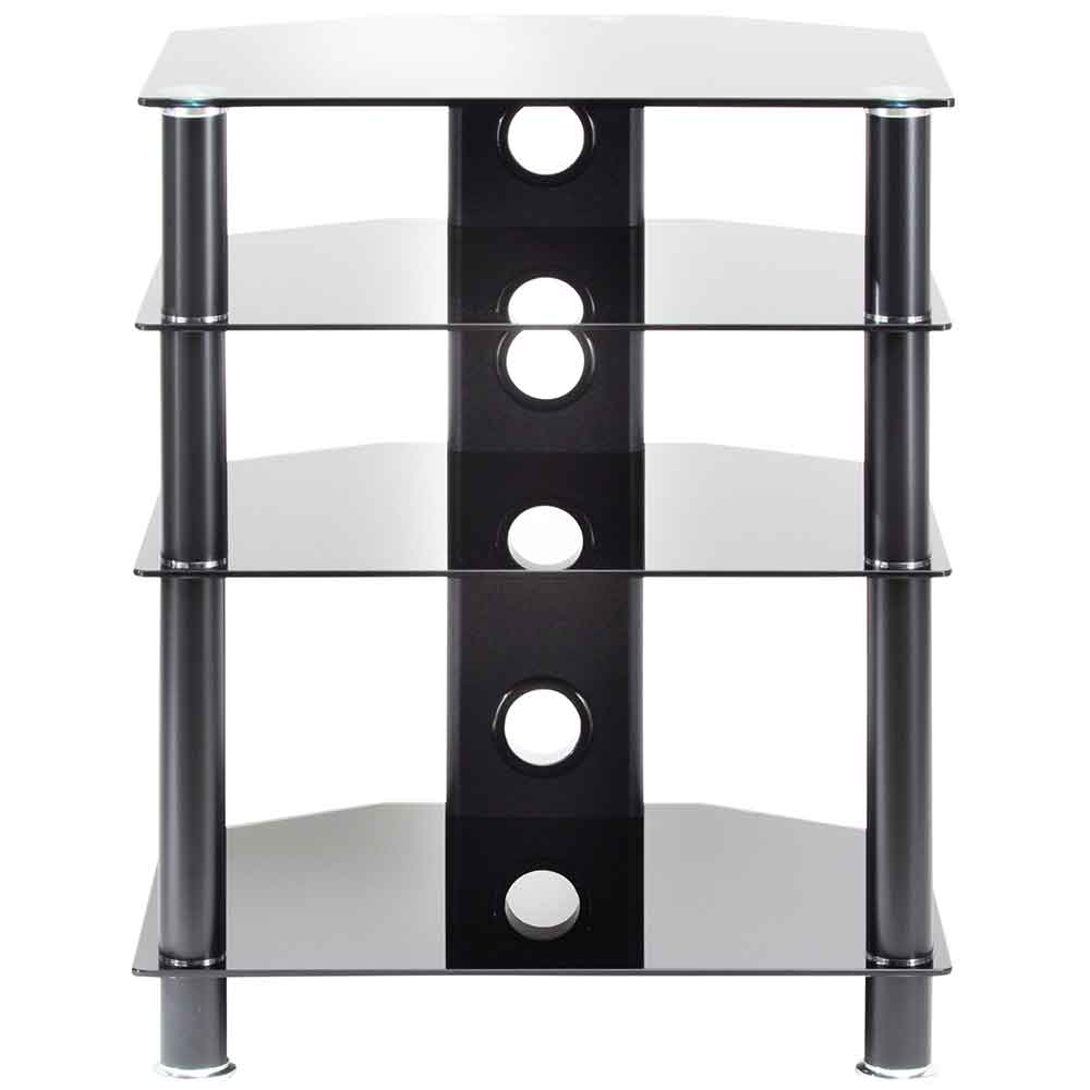 Arvada Metal Hifi TV Stand With 3 Glass Shelves - Black