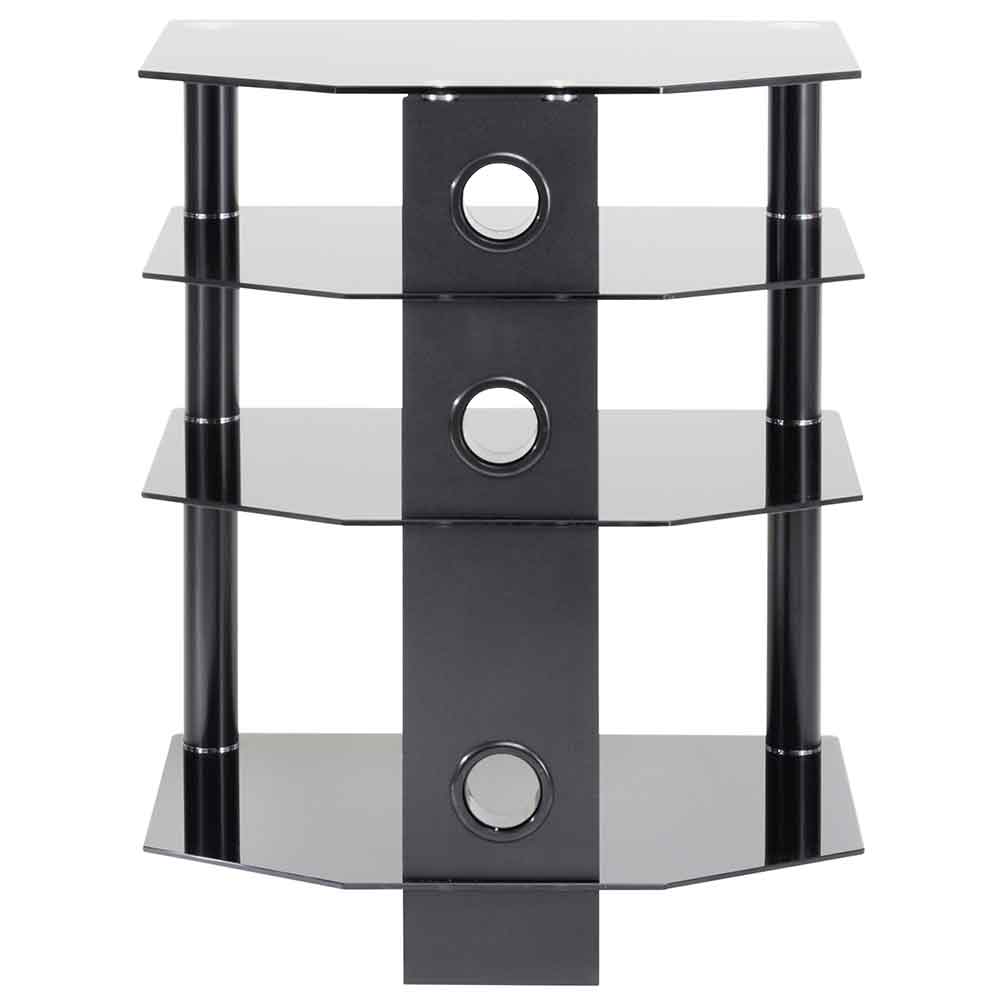 Arvada Metal Hifi TV Stand With 3 Glass Shelves - Black