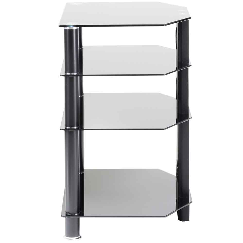 Arvada Metal Hifi TV Stand With 3 Glass Shelves - Black