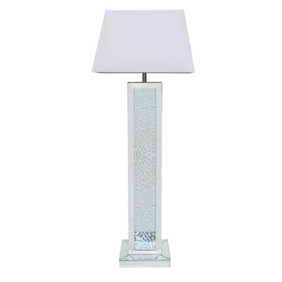 Product photograph of Arvada White Shade Floor Lamp With Mirrored Pillar Base from Furniture in Fashion