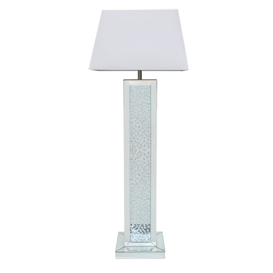 Arvada White Shade Floor Lamp With Mirrored Pillar Base thumbnail