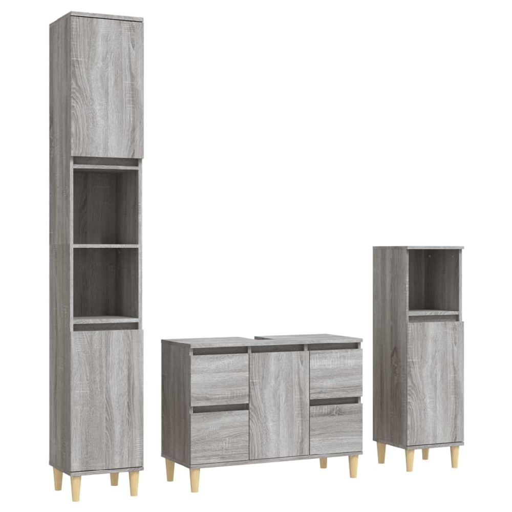 Arvada Wooden 2 Piece Bathroom Furniture Set In Grey Sonoma