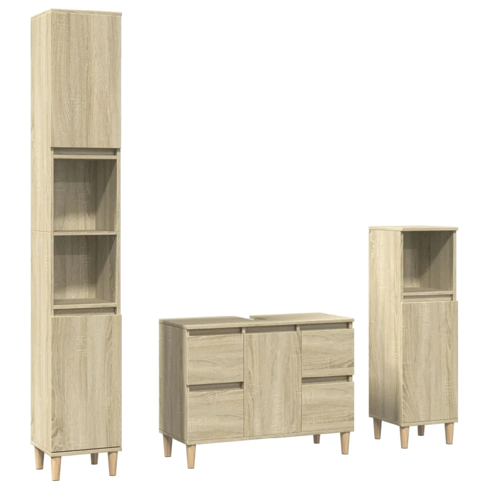 Arvada Wooden 2 Piece Bathroom Furniture Set In Sonoma Oak