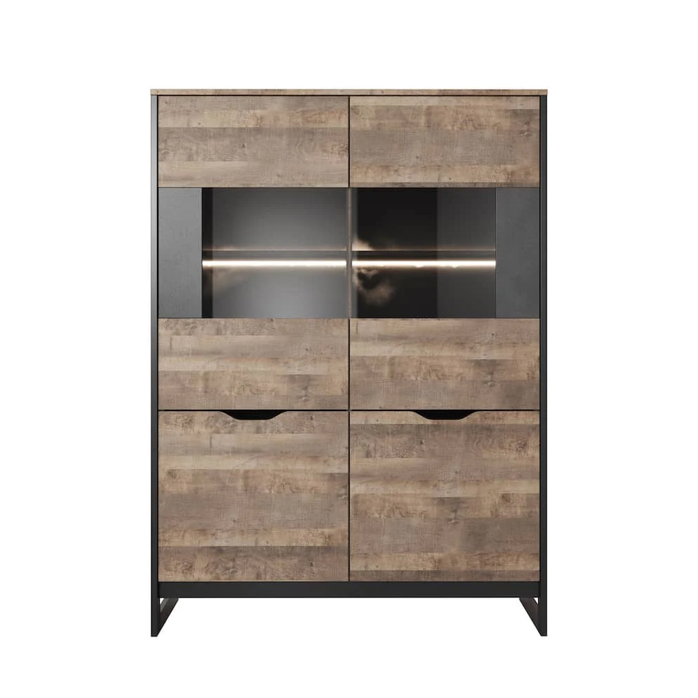 Arvada Wooden Display Cabinet With 4 Doors In Grande Matera Oak