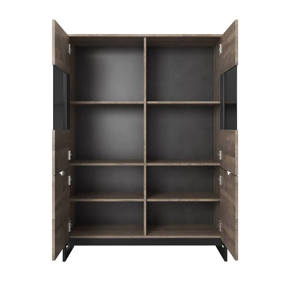 Arvada Wooden Display Cabinet With 4 Doors In Grande Matera Oak