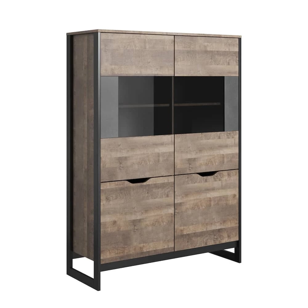 Read more about Arvada wooden display cabinet with 4 doors in grande matera oak