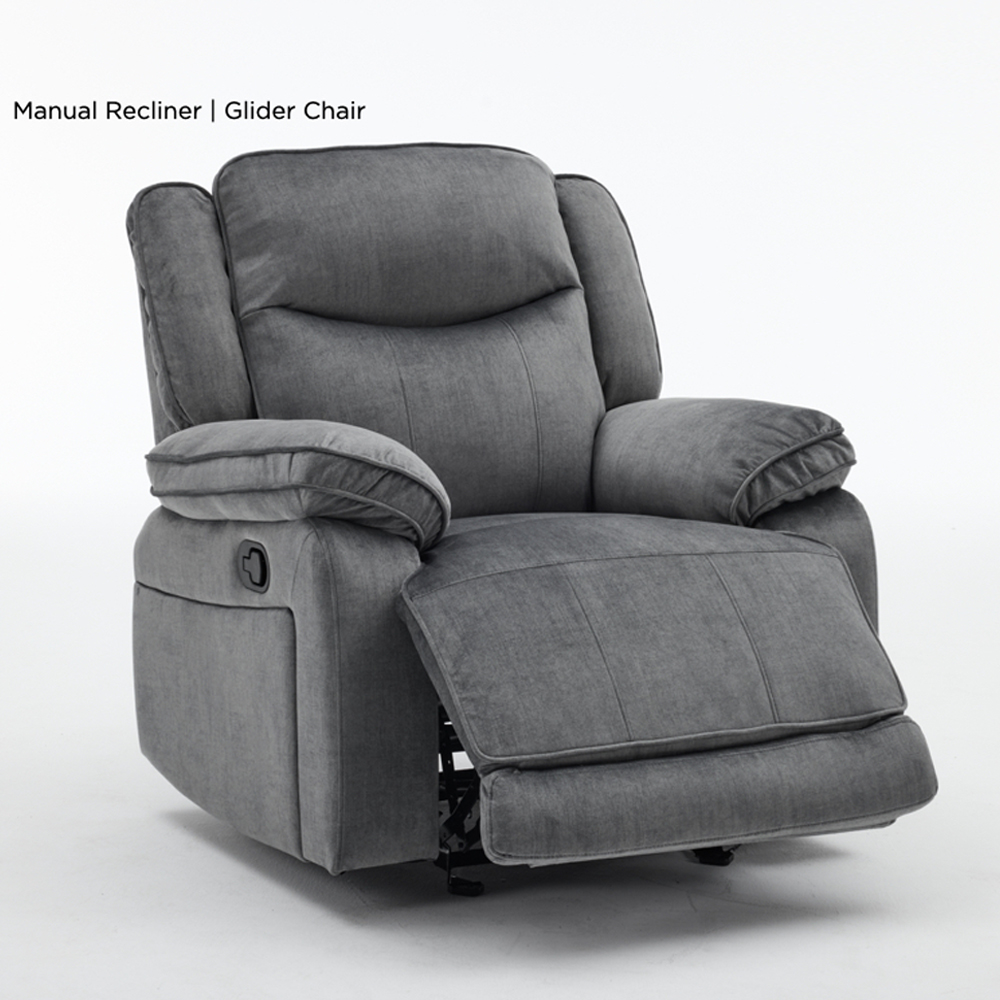 Arvexo Fabric Manual Recliner 1 Seater Sofa in Grey
