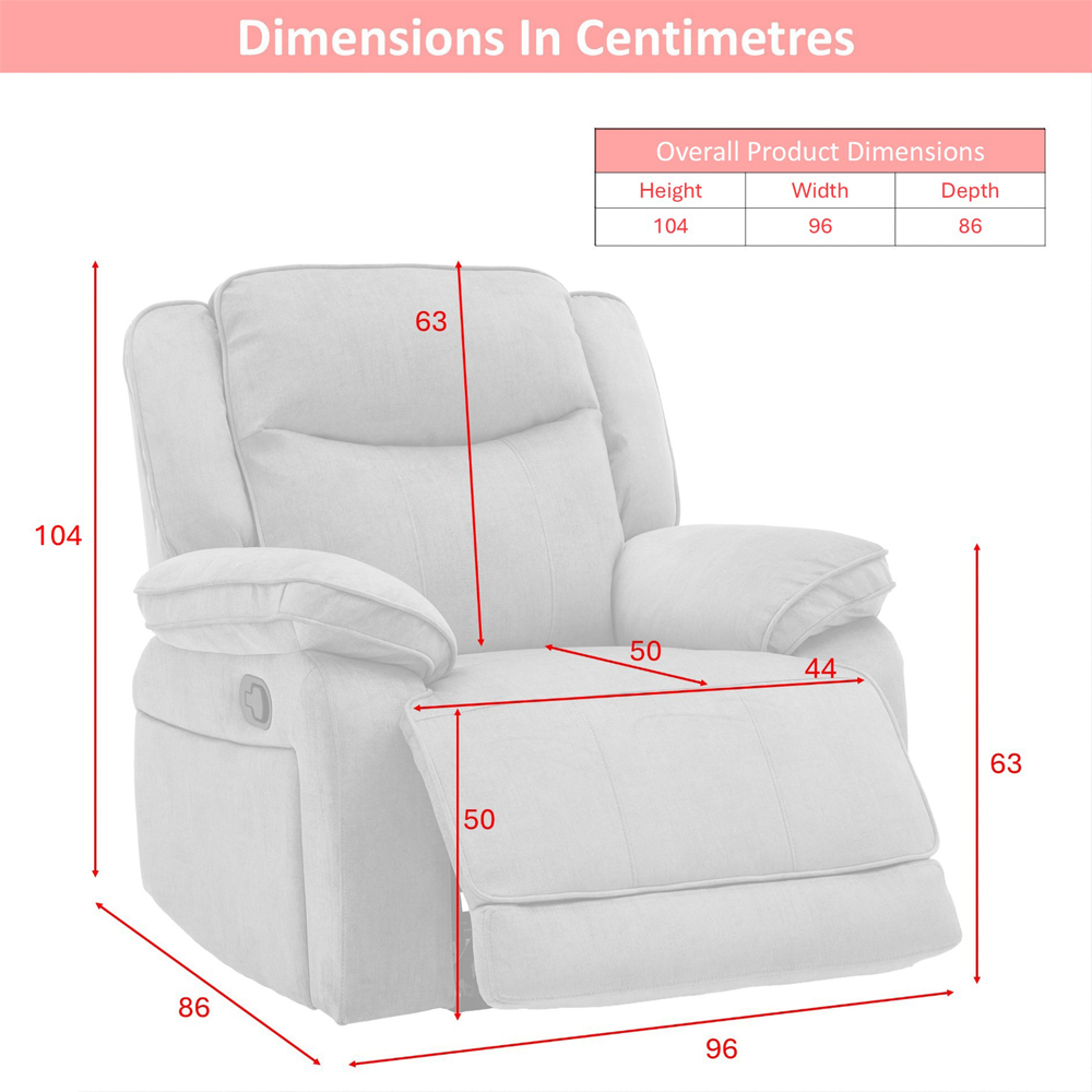 Arvelo Fabric Manual Recliner 1 Seater Sofa in Grey