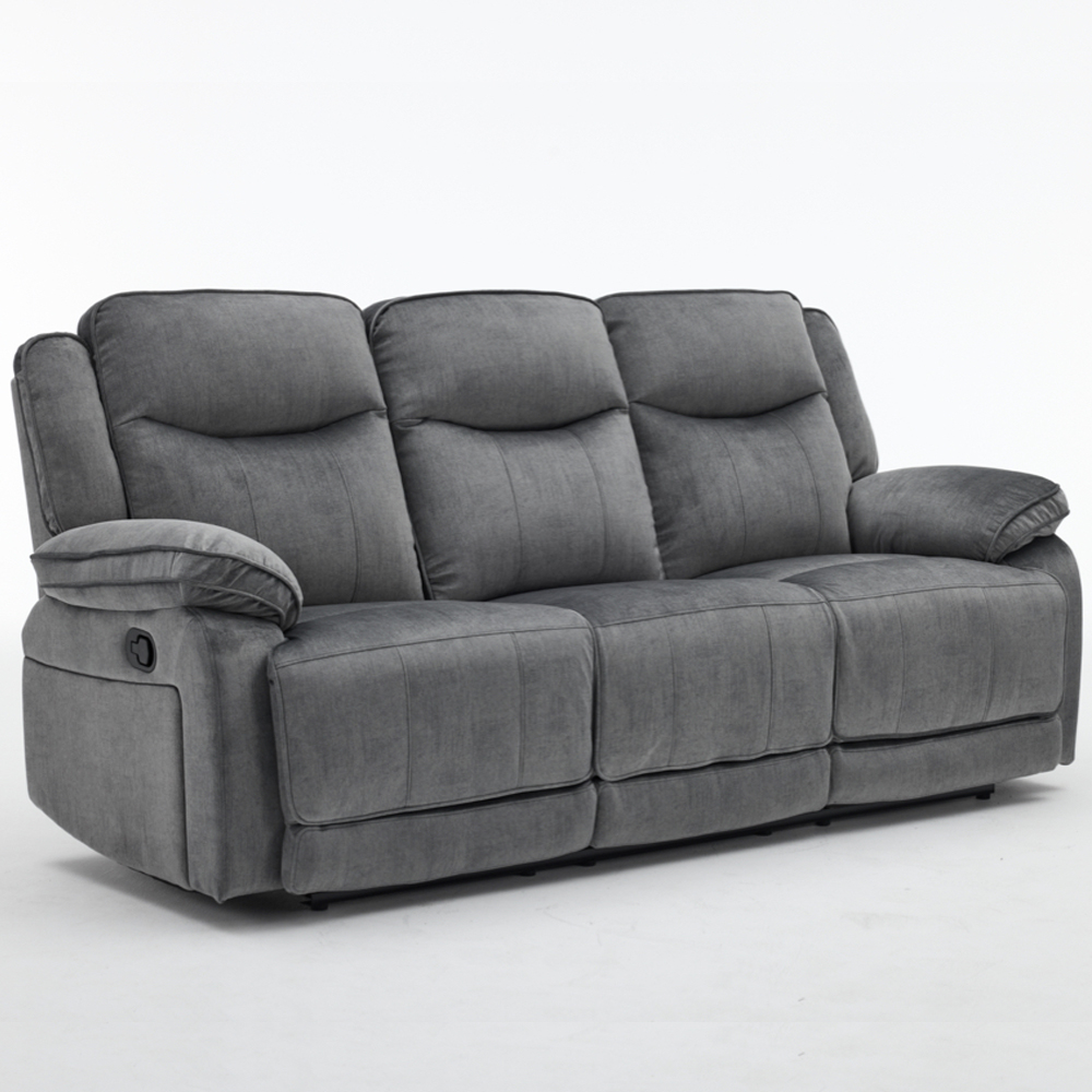 Arvexo Fabric Manual Recliner 3 Seater Sofa in Grey