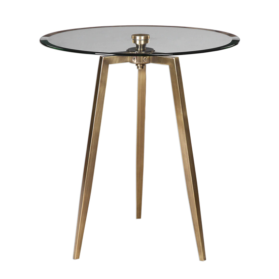 Arwen Glass Side Table With Antique Brass Stainless Steel Legs FiF