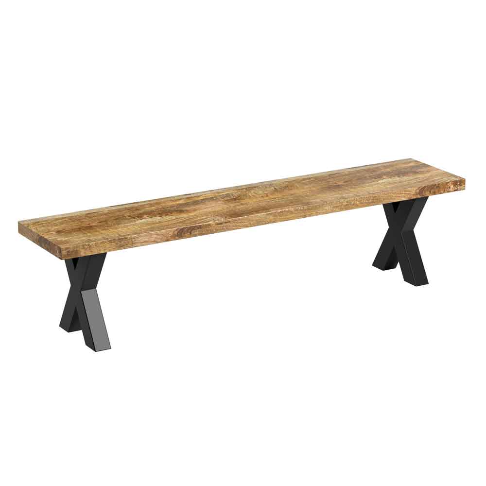 Arzano 190cm Mango Wood Dining Bench with X Shape Legs