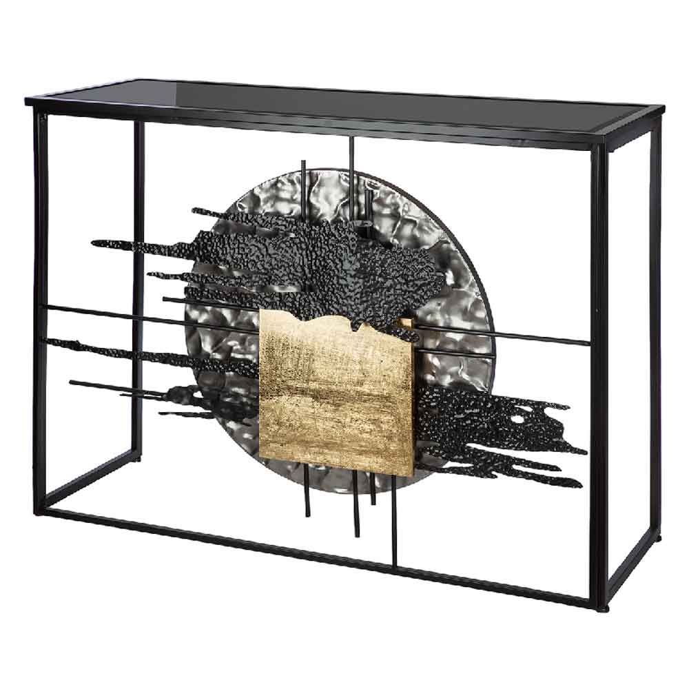 Galaxy Art Frame Metal Console Table In Black And Gold