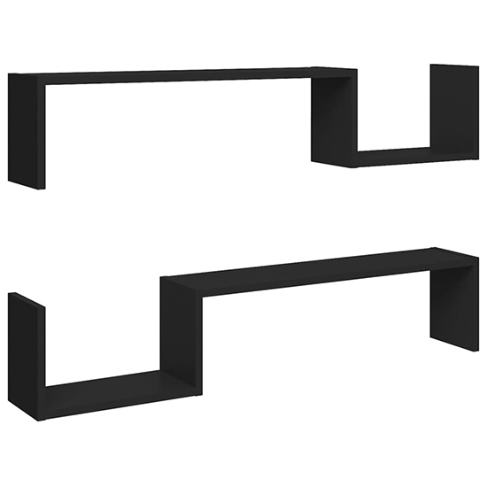 Arzon Set Of 2 Wooden Wall Shelf In Black