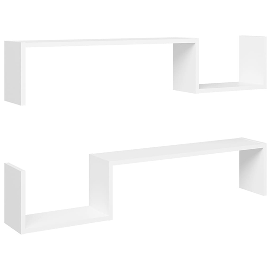 Arzon Set Of 2 Wooden Wall Shelf In White