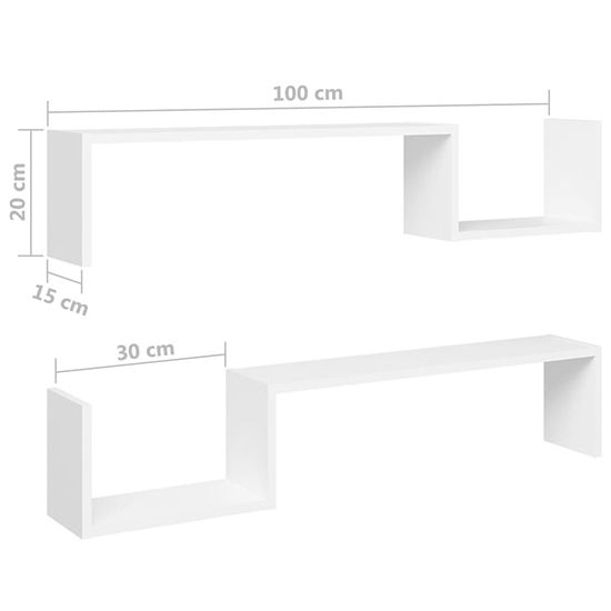 Arzon Set Of 2 Wooden Wall Shelf In White