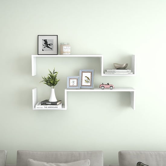 Read more about Arzon set of 2 wooden wall shelf in white
