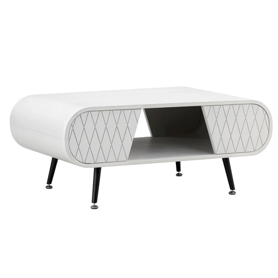 Asaka Wooden Coffee Table With Shelf In Grey Mist