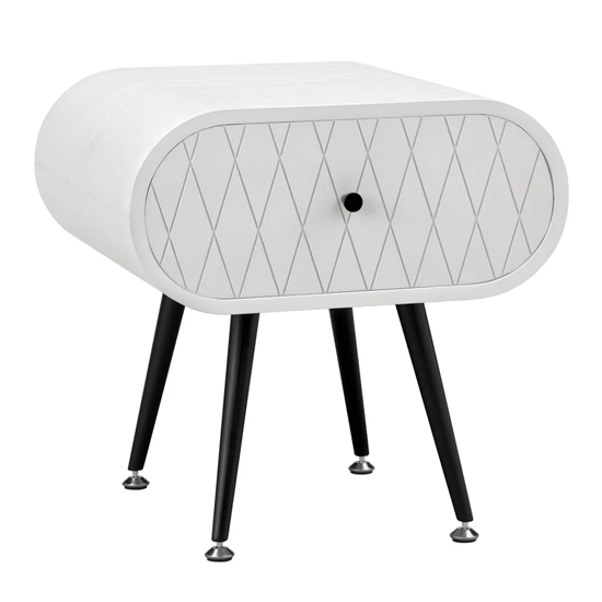 Asaka Wooden Lamp Table With 1 Drawer In Grey Mist