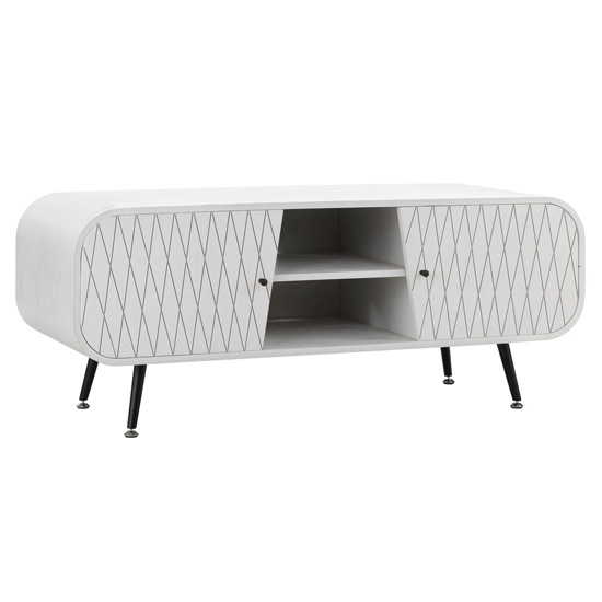 Asaka Wooden TV Stand With 2 Doors In Grey Mist