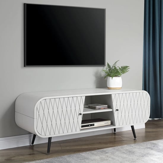 Read more about Asaka wooden tv stand with 2 doors in grey mist