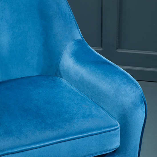 Asansol Velvet Lounge Chair With Silver Legs In Midnight Blue