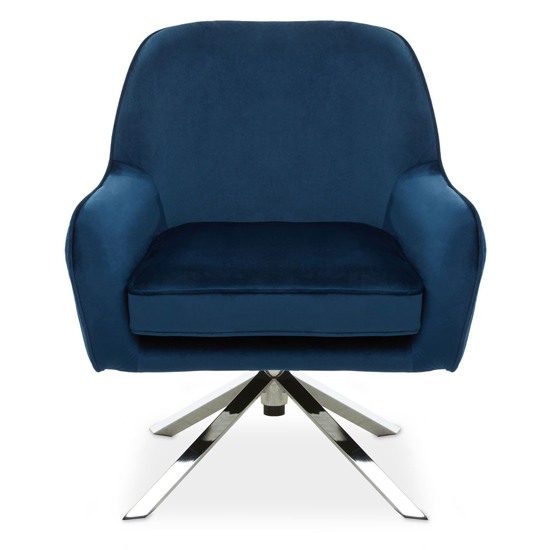 Asansol Velvet Lounge Chair With Silver Legs In Midnight Blue