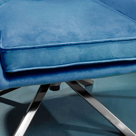 Asansol Velvet Lounge Chair With Silver Legs In Midnight Blue