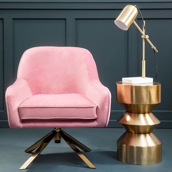 Asansol Velvet Lounge Chair With Silver Legs In Pink Furniture in Fashion