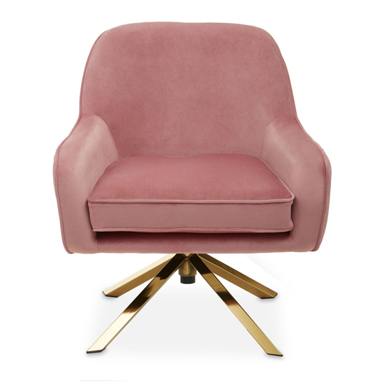Asansol Velvet Lounge Chair With Silver Legs In Pink