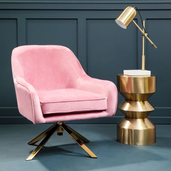 Read more about Asansol velvet lounge chair with silver legs in pink