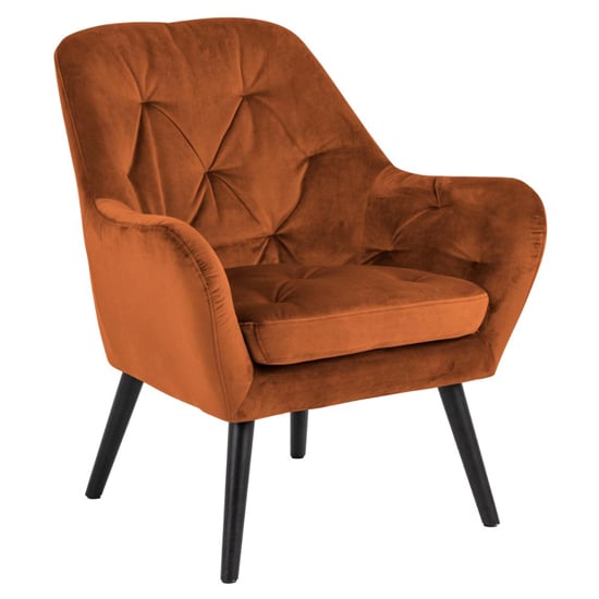 Read more about Asatro fabric lounge chair in copper with black wooden legs